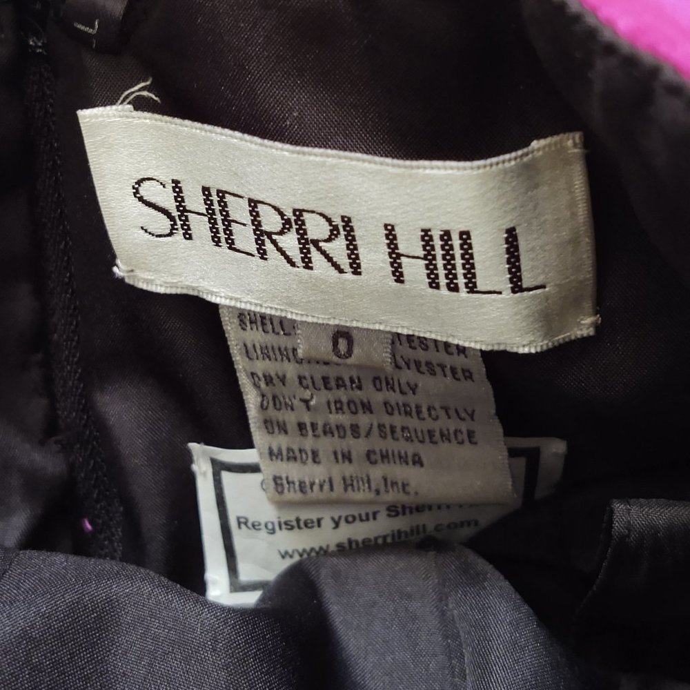 Final Chance Sale Sherri Hill Beaded Strapless Black Fuchia Tulle Dress - Picture 13 of 15